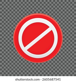 Stop sign on transparent background. Vector illustration.