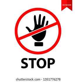Stop Sign on white background, Stop Sign with hand icon. vector illustration, Stop Sign with hand icon. vector illustration