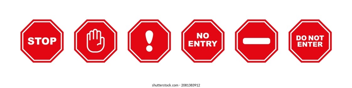 stop sign on white background. Vector icon.