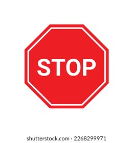 Una señal Stop en un fondo blanco. Ilustración vectorial. Eps 10.