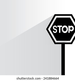 stop sign on white background, flat and shadow theme