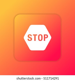 Stop Sign orange bright app ui/ux Icon / Logo design