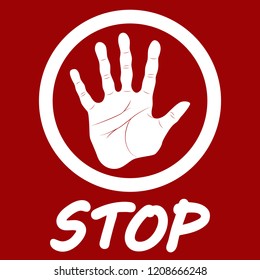 Stop Sign Palm Print On Red Stock Vector (Royalty Free) 1208666248 ...