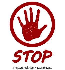 Stop Sign Palm Print On White Stock Vector (Royalty Free) 1208666251 ...