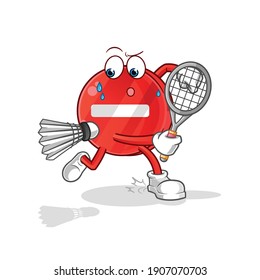 stop sign playing badminton illustration. character vector