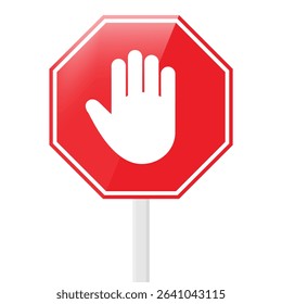 Stop sign, prohibited. Red stop traffic sign. Vector illustration for apps and web design