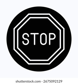 Sinal De Parada É Proibido, Ícone De Vetor De Sinal De Tráfego Parar, Ícone De Estilo Circular De Vetor Isolado,
