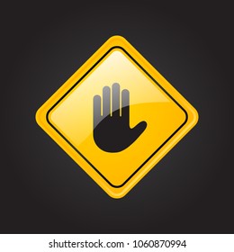 Stop sign push hand. Do not enter stop symbol with hand. Silhouette of human open palm. Hand gesture . Danger, Coution, Attantion, Keep out risk sign. Stop symbol for your web site design, logo, app.