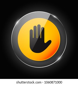 Stop sign push hand. Do not enter stop symbol with hand. Silhouette of human open palm. Hand gesture . Danger, Coution, Attantion, Keep out risk sign. Stop symbol for your web site design, logo, app.