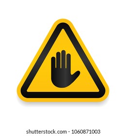 Stop sign push hand. Do not enter stop symbol with hand. Silhouette of human open palm. Hand gesture . Danger, Coution, Attantion, Keep out risk sign. Stop symbol for your web site design, logo, app.