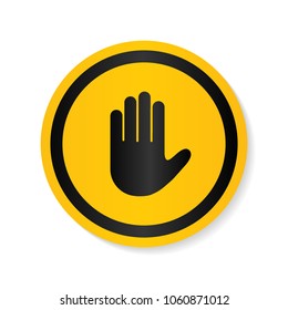 Stop sign push hand. Do not enter stop symbol with hand. Silhouette of human open palm. Hand gesture . Danger, Coution, Attantion, Keep out risk sign. Stop symbol for your web site design, logo, app.