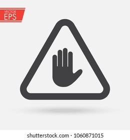 Stop sign push hand. Do not enter stop symbol with hand. Silhouette of human open palm. Hand gesture . Danger, Coution, Attantion, Keep out risk sign. Stop symbol for your web site design, logo, app.