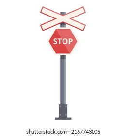 Stop sign railway icon cartoon vector. Train road. Signal traffic