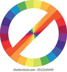 Señal de stop con el color del arco iris en el interior.