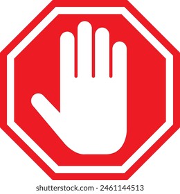 stop sign with red color inside, stop symbol vector illustration.