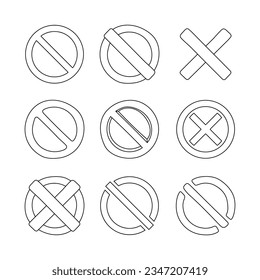 Stop sign in red. Coloring book. Symbol of prohibition to do anything. Vector drawing. Collection of design elements.