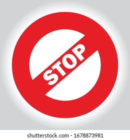 Signo de detención, icono de signo de restricción roja con degradado. Sin signo, aviso rojo, peligro o signo de prohibición con letras, aislado en fondo blanco. Ilustración del vector EPS 10.