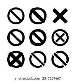Deja de firmar en rojo. Imagen de silueta. Símbolo de la prohibición de hacer cualquier cosa. Dibujo de vectores. Colección de elementos de diseño.