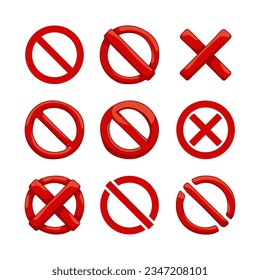 Stop sign in red. Symbol of prohibition to do anything. Vector drawing. Collection of design elements.