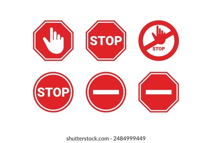 stop sign set icon vector flat design template