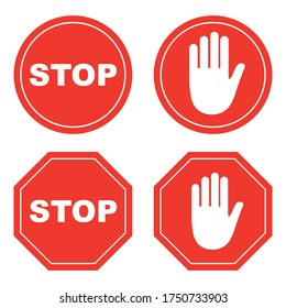 stop sign set, isolated on white background. vector illustration