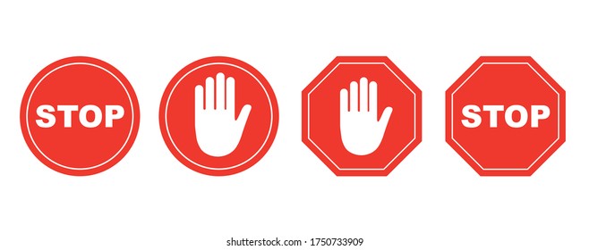 conjunto de signos de detención, aislado en fondo blanco. ilustración vectorial