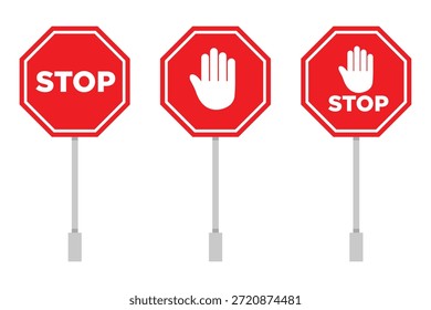 Conjunto de signos STOP. Señal de tráfico roja de la parada. icono del Vector