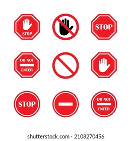 Stop sign set, traffic stop vector