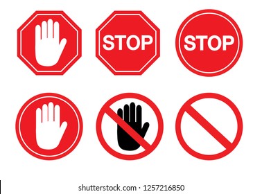 Stop sign, set. Vector illustration. on white background