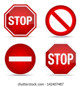 Stop Sign, Set. Vector Illustration