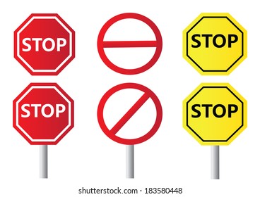 Stop sign, set. Vector illustration