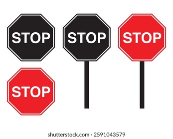 stop sign set vector on white background