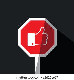 a stop sign or signal modern vector illustration & like symbol flat design style on black background for business or social media & transpotration