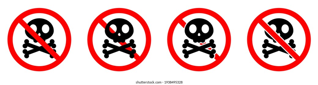 Stop sign with skull and crossbones icon. Skull and crossbones is prohibited