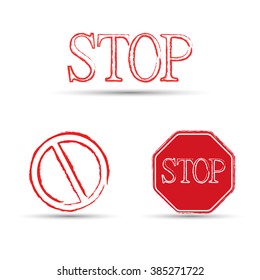 stop sign symbol painted brushes