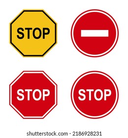 signo de parada y conjunto de símbolos aislado en fondo blanco. Pasos 10