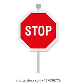 stop sign symbol traffic safety transportation warning vector  isolated and flat illustration