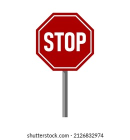 Detener símbolo de advertencia de tráfico de signos con un icono de forma octagonal. Imagen vectorial.
