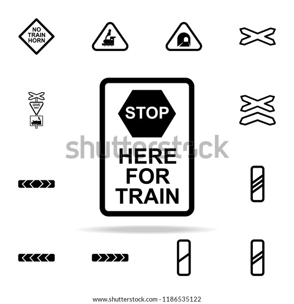 Stop Sign Train Icon Railway Warnings Stock Vector (Royalty Free ...