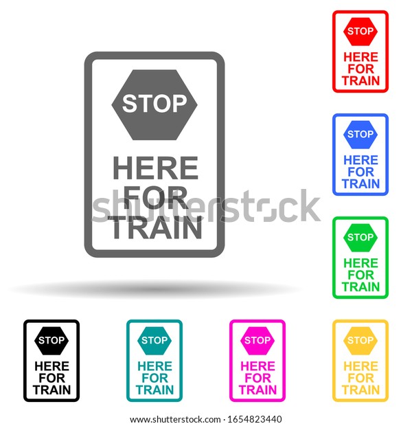 stop sign train multi color style icon.\
Simple glyph, flat vector of railway warnings icons for ui and ux,\
website or mobile\
application
