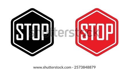 Stop sign vector in filled and 3 stroke weights icons in filled and 3 stroke weights