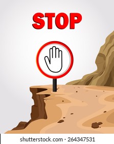Stop sign in vector for Hill Traffic hazard