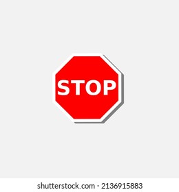 STOP Sign Vector Icon, eps, red, white.