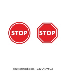 Stop sign vector icon. Octagon and circle road and traffic prohibition sign.
