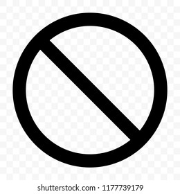 Stop sign vector icon. Vector warning or no entry forbidden circle and line symbol isolated on transparent background