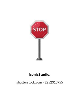  Stop sign vector illustration icon for transportation traffic sign.
