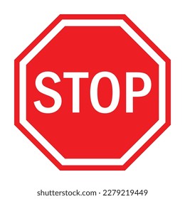 Detener la ilustración vectorial Sign. aislado de fondo blanco. Símbolo de parada de advertencia de control de tráfico, símbolo Red Stop