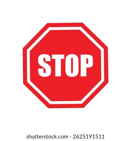 Stop sign vector illustration. Road sign written stop.