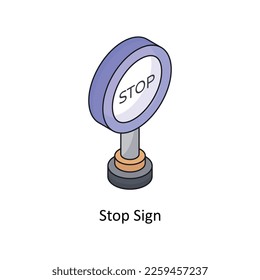Stop sign Vector Isometric Filled Outline icon for your digital or print projects.
