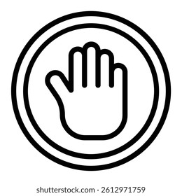 Stop Sign Vector Line Icon Design